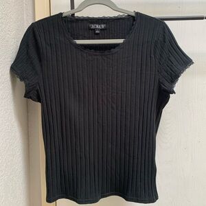 J. Crew Black Pointelle short-sleeve T-shirt size large